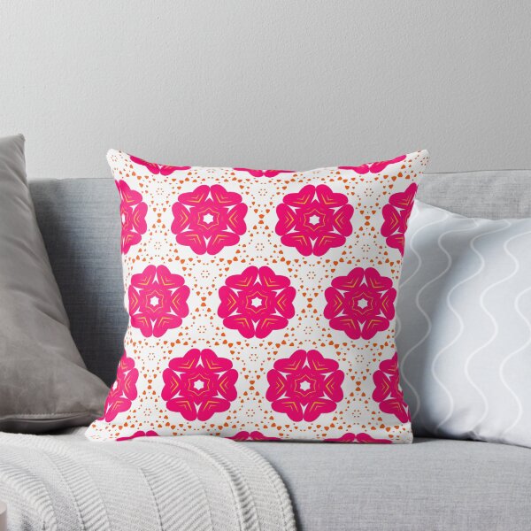 Item preview, Super Bright and Colorful Geometric Pattern of Hot Pink Flowers and Orange Speckles designed and sold by cozycaroline.