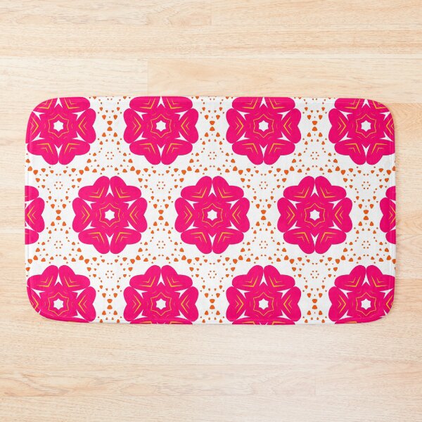 Item preview, Super Bright and Colorful Geometric Pattern of Hot Pink Flowers and Orange Speckles designed and sold by cozycaroline.