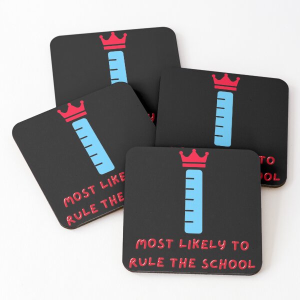 Item preview, Most likely to rule the school: cute crowned ruler pun (blue & red) designed and sold by NerdyChibi.