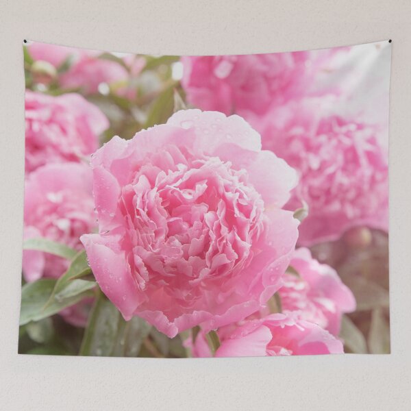 Item preview, Shabby Chic Pink Peony Flowers Garden After Rain Cottage Wall Art Print Gift Decor designed and sold by Erika Bartha.
