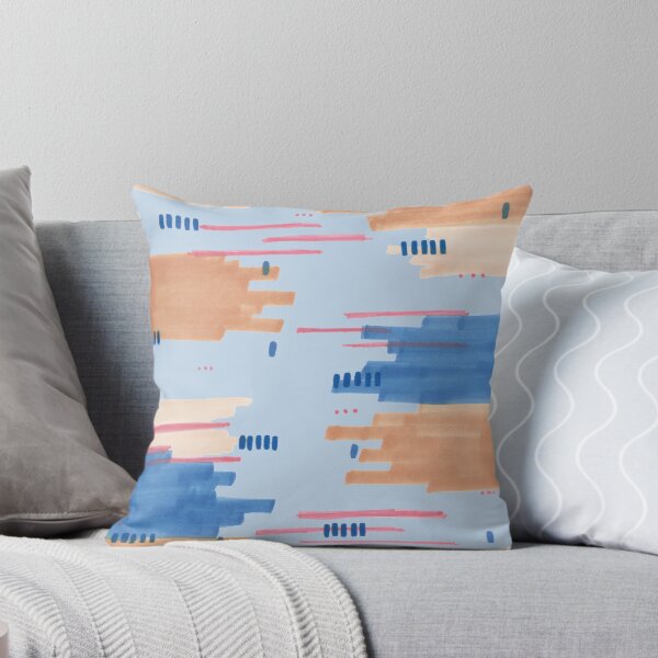 Item preview, Blue Peach Abstract Line Dot Pattern designed and sold by PineappleMorgan.