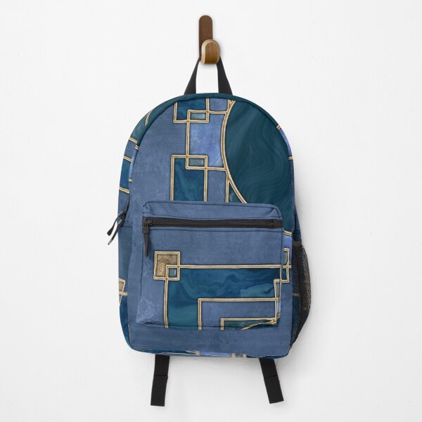 Item preview, Stained Glass Art Deco Design Navy Blue And Gold designed and sold by artsandsoul.