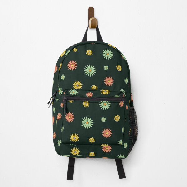Item preview, Colorful daisies on dark green background pattern designed and sold by BLMcreations.