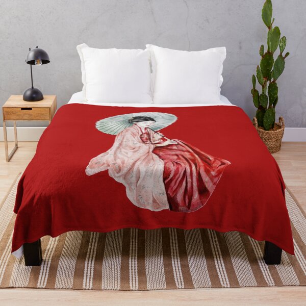 Item preview, Geisha in red kimono holding an umbrella designed and sold by MagicStrawberry.