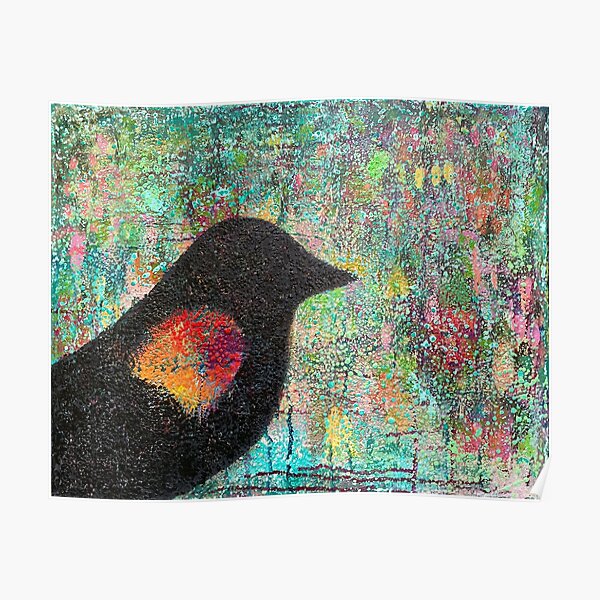 Red-winged Blackbird Silhouette Poster