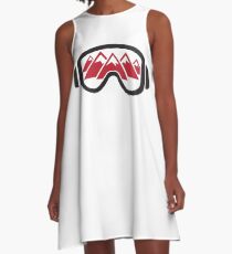 Reflected Mountains in Ski Goggles A-Line Dress