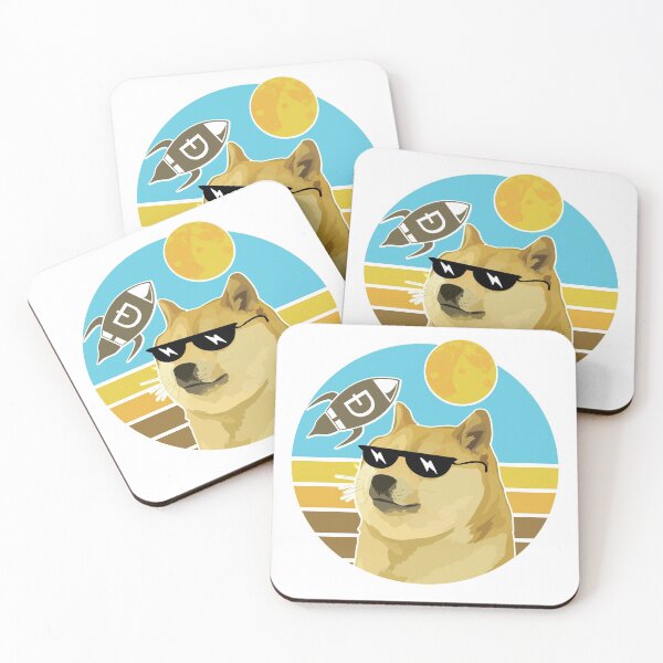 Item preview, Doge Sunglasses Dogecoin Rocket Moon Sunset designed and sold by SenGift.