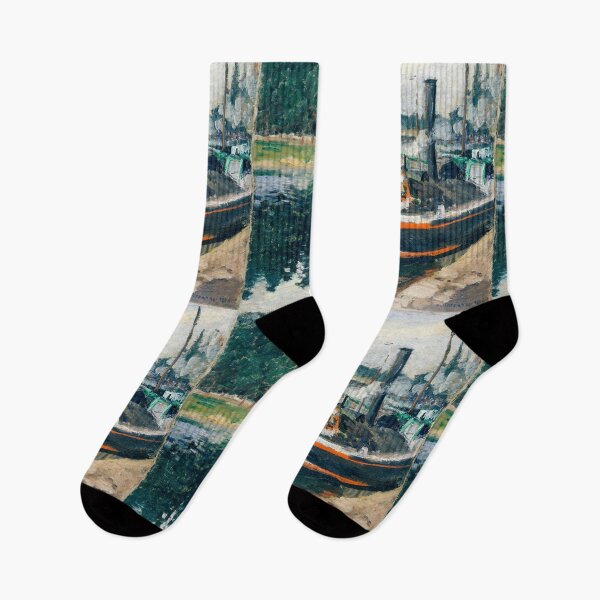 Item preview, Impressionist Art Barges at Pontoise (1876) by Camille Pissarro designed and sold by Designedbysm.