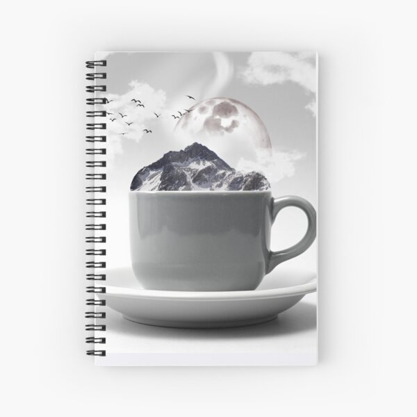 Moon and mountain in a Cup Spiral Notebook