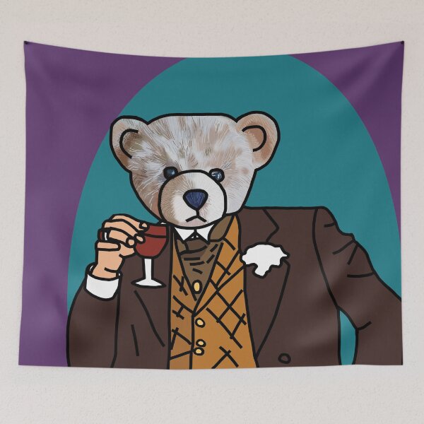 Item preview, Bear In Suit Drinking Wine Portrait designed and sold by ellenhenry.