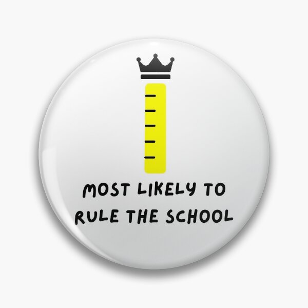 Item preview, Most likely to rule the school: cute crowned ruler pun (yellow) designed and sold by NerdyChibi.
