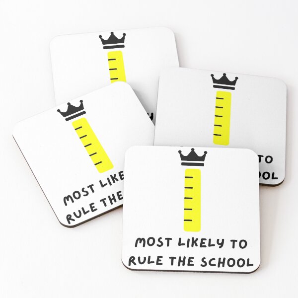 Item preview, Most likely to rule the school: cute crowned ruler pun (yellow) designed and sold by NerdyChibi.