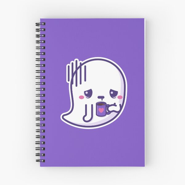 Item preview, Fantasma kawaii cansado con taza de café (wo) designed and sold by SugarNBones.