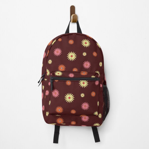 Item preview, Colorful daisies on dark red background pattern designed and sold by BLMcreations.
