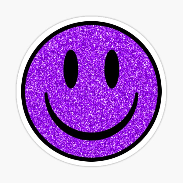 Glitter Purple Smiley Face Sticker For Sale By Ajoymoon Redbubble