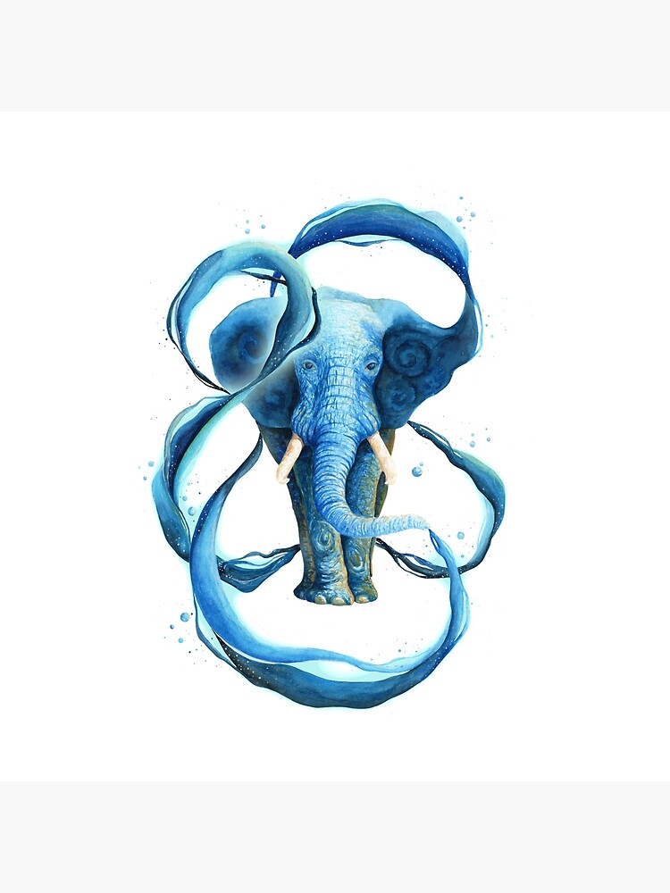 Buy A Blue Elephant Print Mandarin Collar Shirt | Block + Ink S