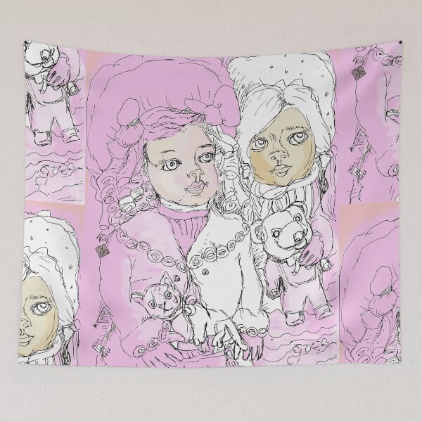 Item preview, Vintage Dolls With Animal Toys (Original Drawing by ACCI)  designed and sold by VanyssaGraphics.