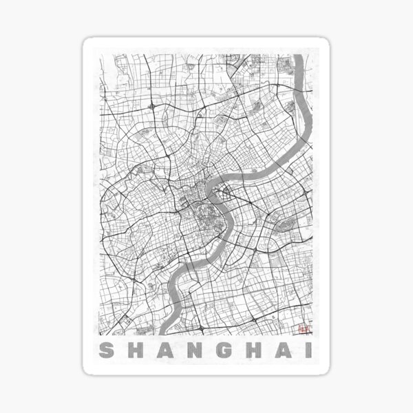 Shanghai Map Line Sticker