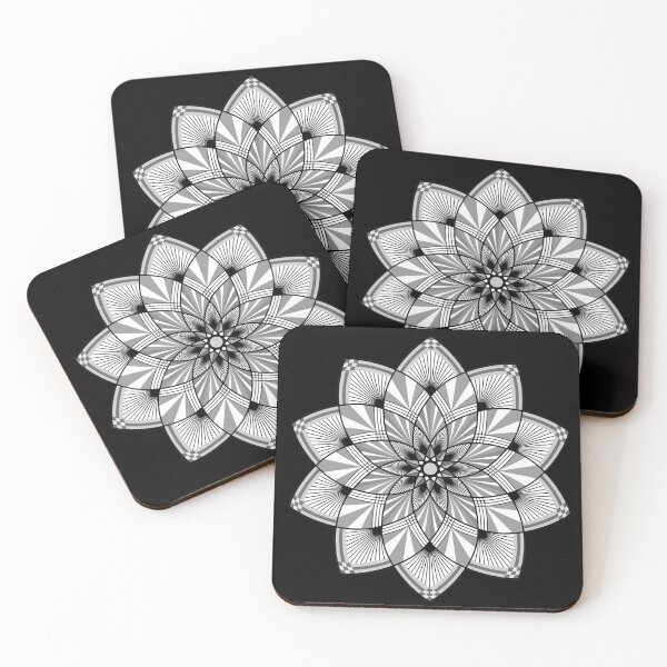 Item preview, Floral Art Deco Mandala in Black and White designed and sold by MandalaSoul.