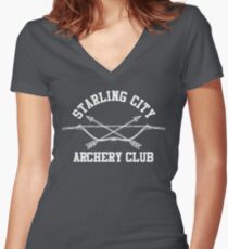 Starling City Archery Club – Arrow, Ollie Queen Women's Fitted V-Neck T-Shirt