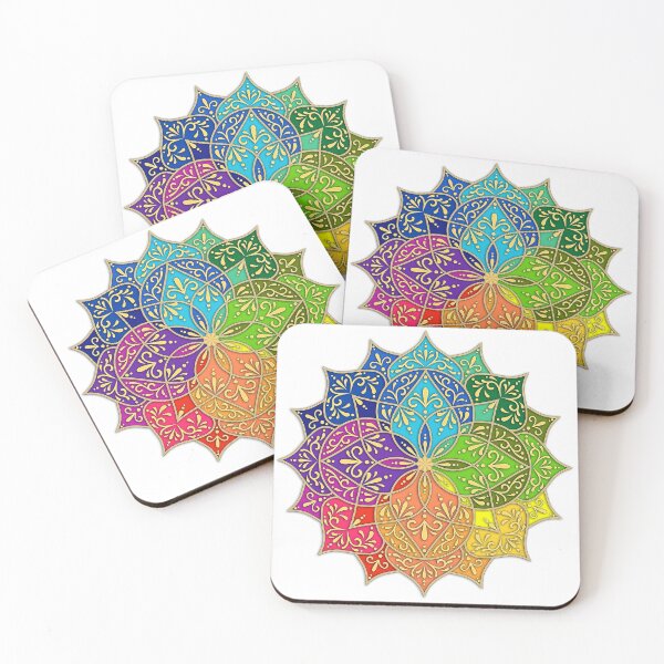 Artikelvorschau, Buntes Mandala mit Stacheln und goldenen Arabesken entworfen und verkauft von MandalaSoul.