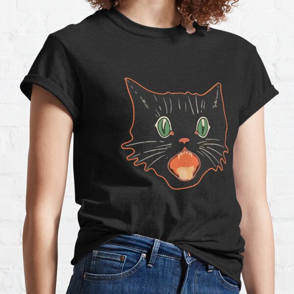 Vintage Halloween Black Cat - Scaredy Cat Classic T-Shirt