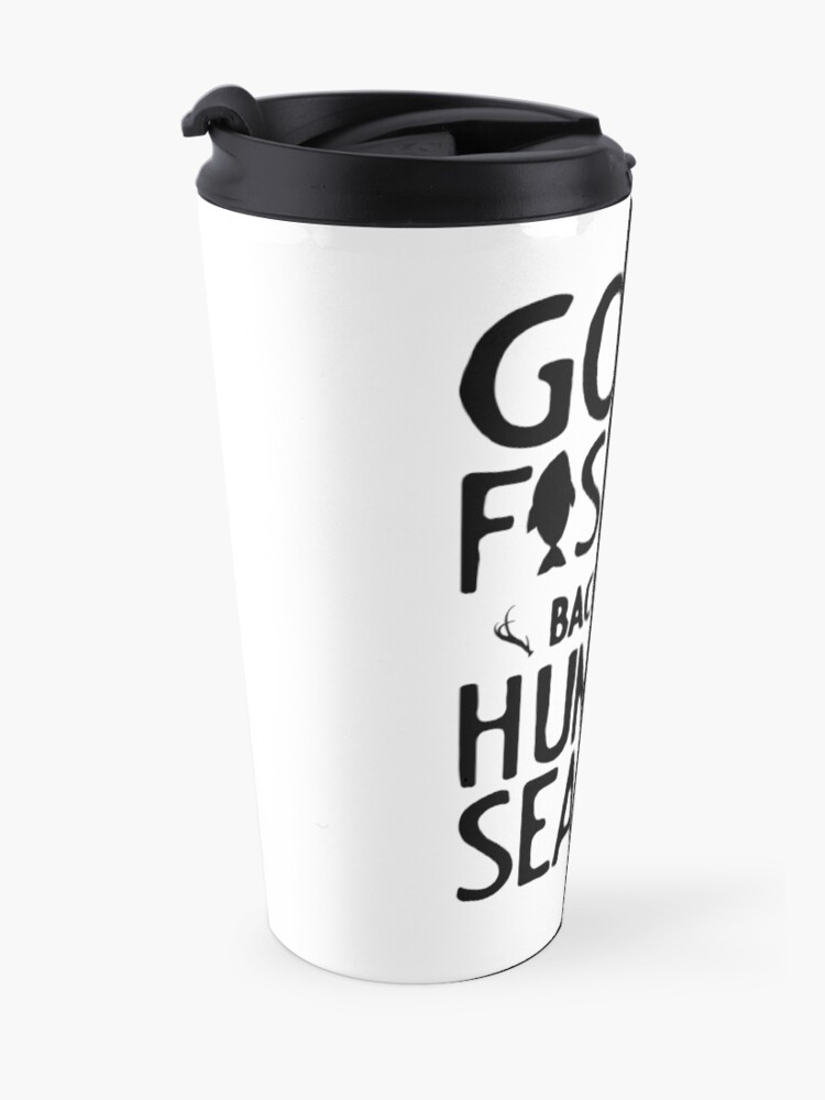 Alternate view of Gone Fishing. Back by hunting season Travel Coffee Mug