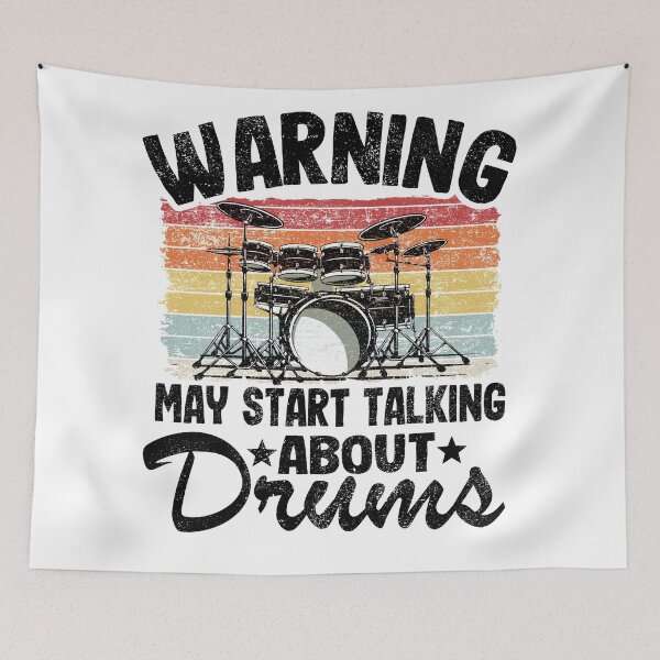 Item preview, Warning May Talk About Drums Funny Drummer Gift Vintage designed and sold by Stronzi.