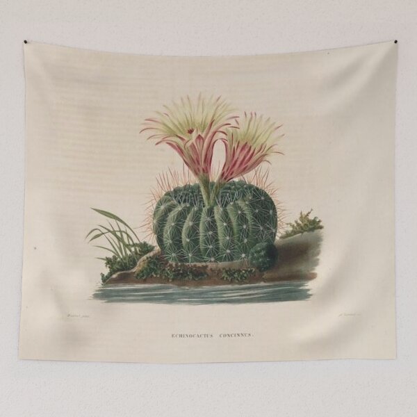 Item preview, Vintage Cactus Illustration with Yellow and Pink Flowers designed and sold by xostarboyxo.