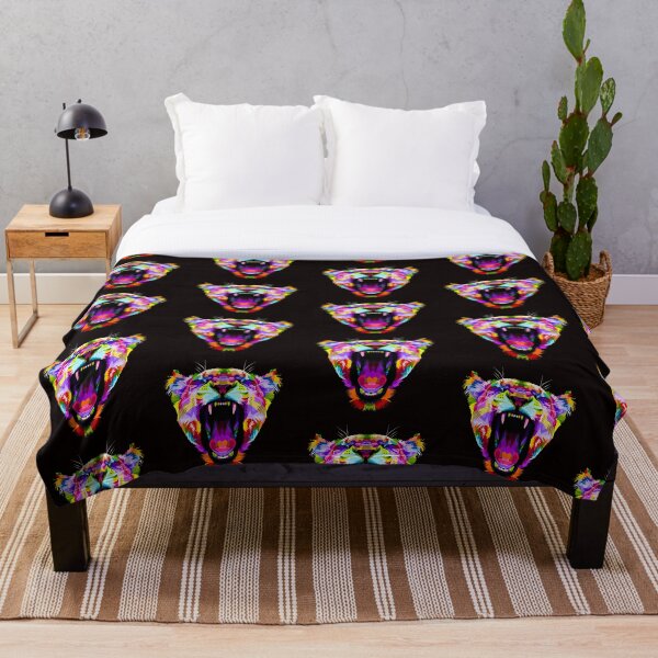 Item preview, Pop Art Style Angry Roaring Colorful Lioness artistic abstract designed and sold by WearWolfDesigns.