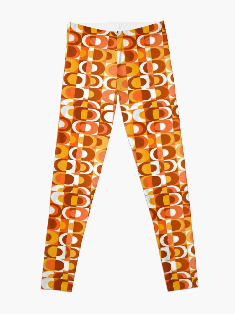 Colorful Retro Orange Print Women's Plus Size Leggings — Curious