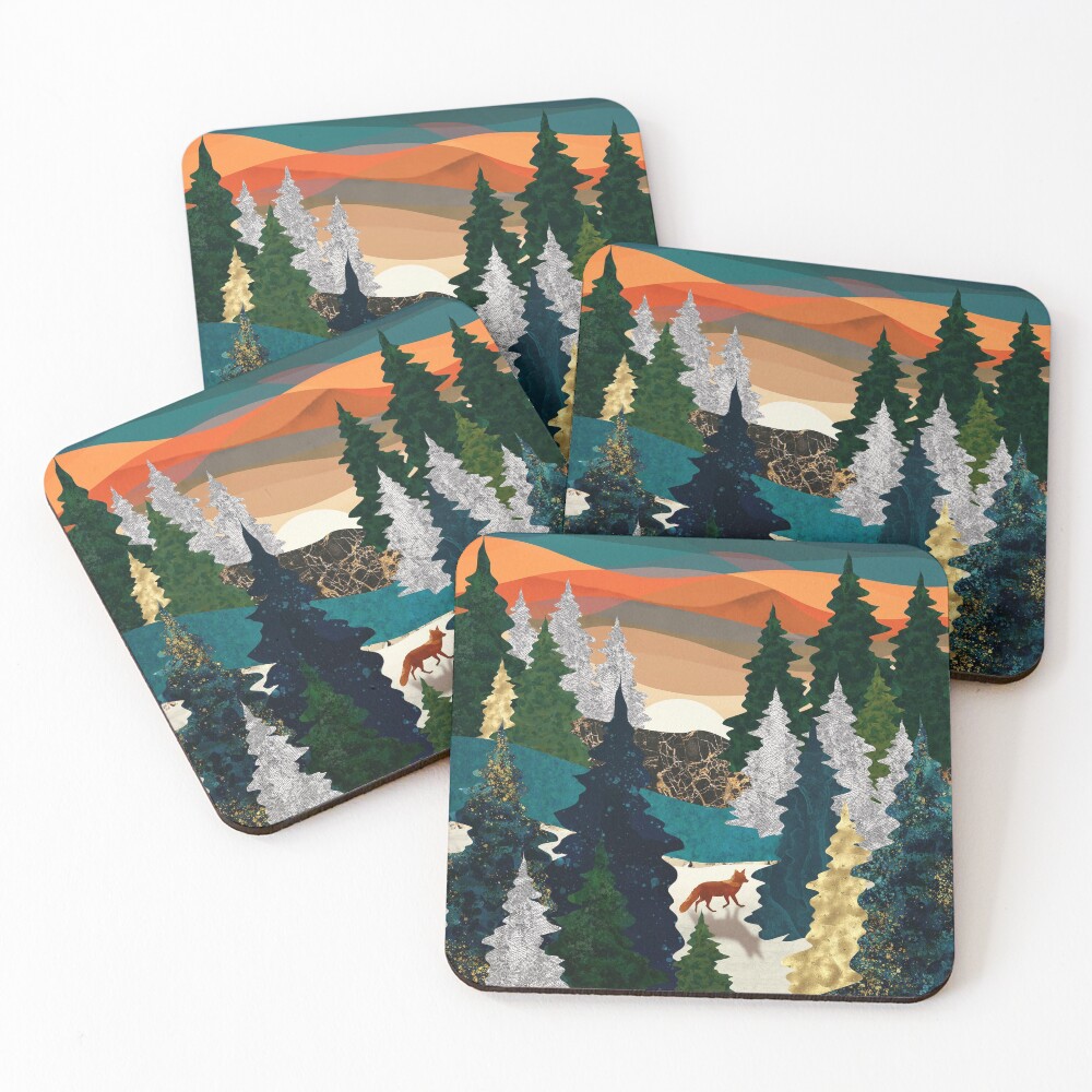 Amber Fox Coasters (Set of 4)