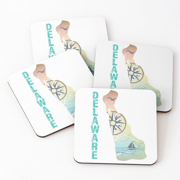 Item preview, Delaware Decorative State Map Shape with Sailboat and Sea (US States, Distressed Style Series) designed and sold by gumdrop-go.