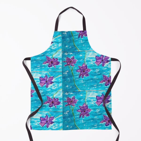 Item preview, Purple Clementine flowers on vivid blue designed and sold by Ruth Breen Artwork .