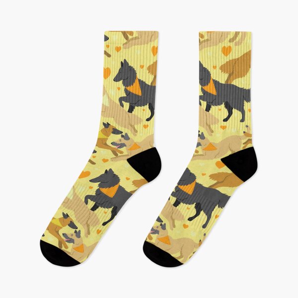 Item preview, Belgian Shepherd dogs in yellow designed and sold by animalartbyjess.