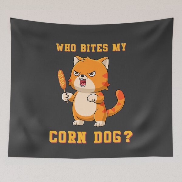 Item preview, Who Bites My Corn Dog? Funny Hangry Cat designed and sold by scooterbaby.