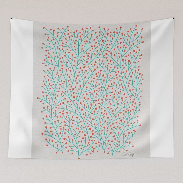 Item preview, Red & Turquoise Berry Branches designed and sold by Cat Coquillette.