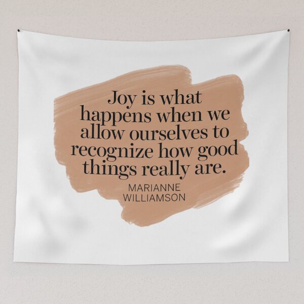 Item preview, "Joy is what happens when we allow ourselves to recognize how good things really are  | Marianne Williamson Quotes designed and sold by Giovanni's  Brown Quotes.