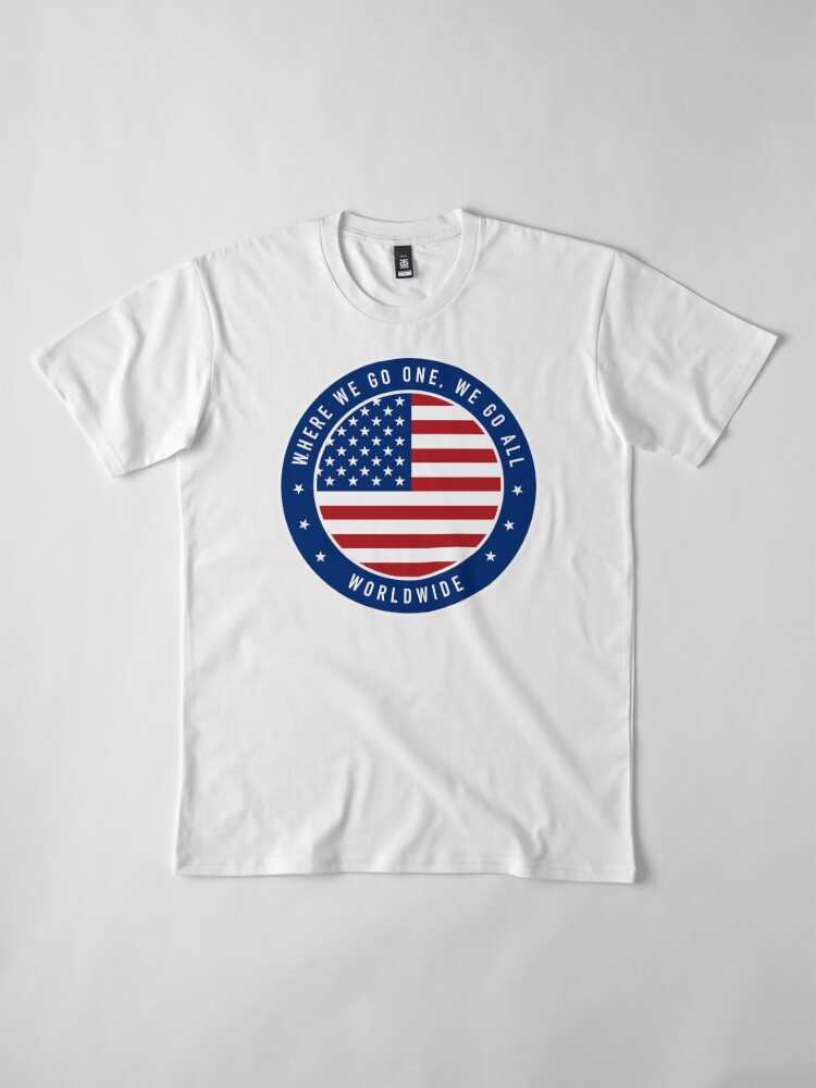 Premium T-Shirt, USA BADGE DESIGN designed and sold by EyeDropMedia