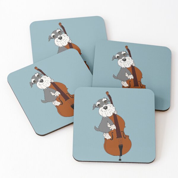 Item preview, Miniature Schnauzer Happy Dog Playing Double Bass designed and sold by NattyDesigns.