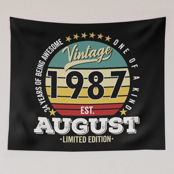 Item preview, 34 Years Of Being Awesome - One Of A Kind Limited Edition - 1987 Vintage 34s Retro, Classic, Cool, August Birthday.  designed and sold by ALITOPRINCE.