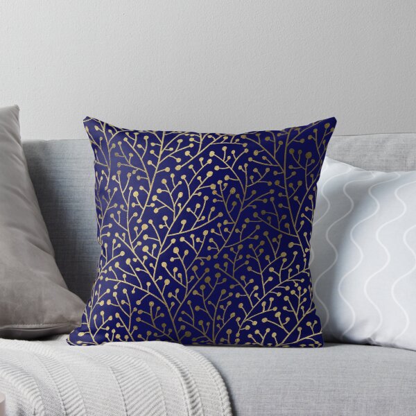 Item preview, Gold Berry Branches on Navy designed and sold by Cat Coquillette.