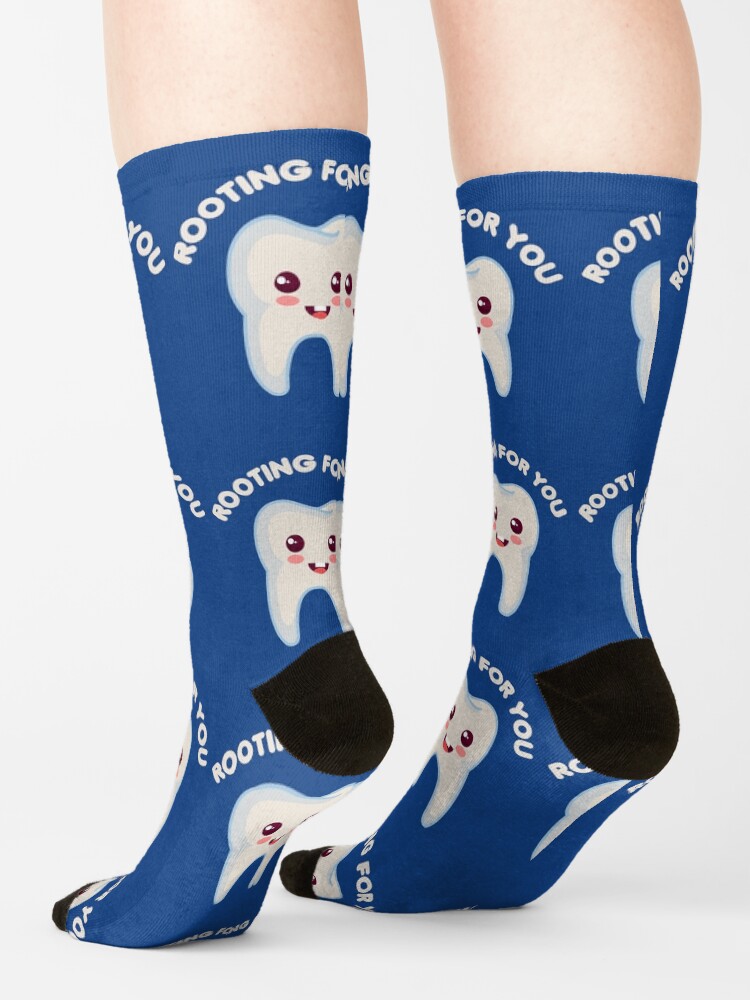 "Rooting For You Funny Dentist Dental Hygienist Tooth Fairy" Socks for