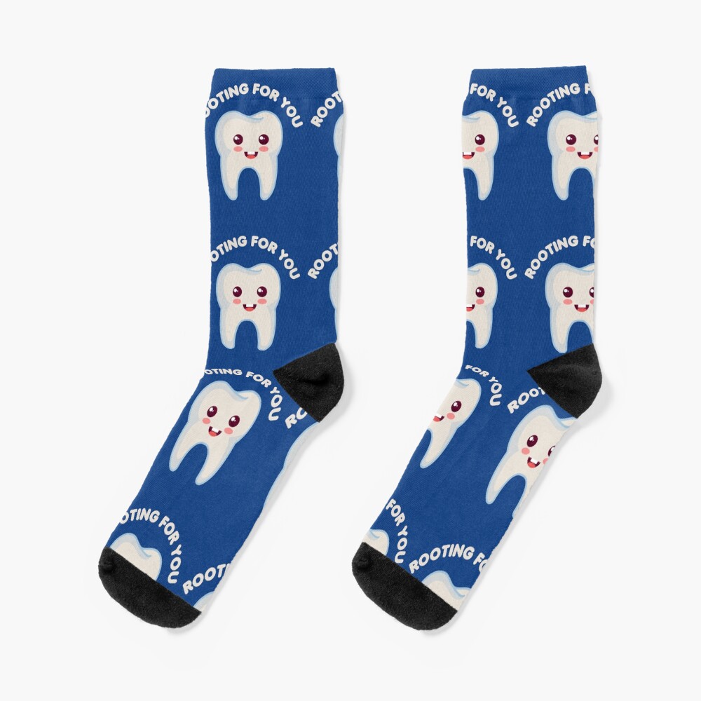 "Rooting For You Funny Dentist Dental Hygienist Tooth Fairy" Socks for