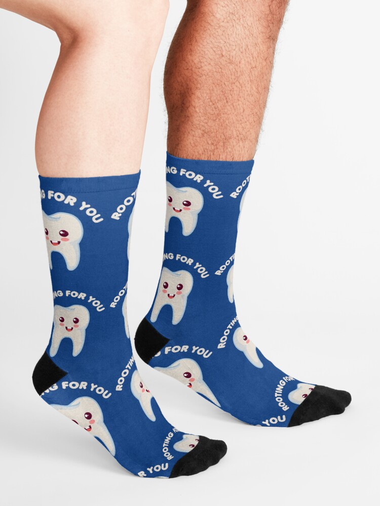 "Rooting For You Funny Dentist Dental Hygienist Tooth Fairy" Socks by