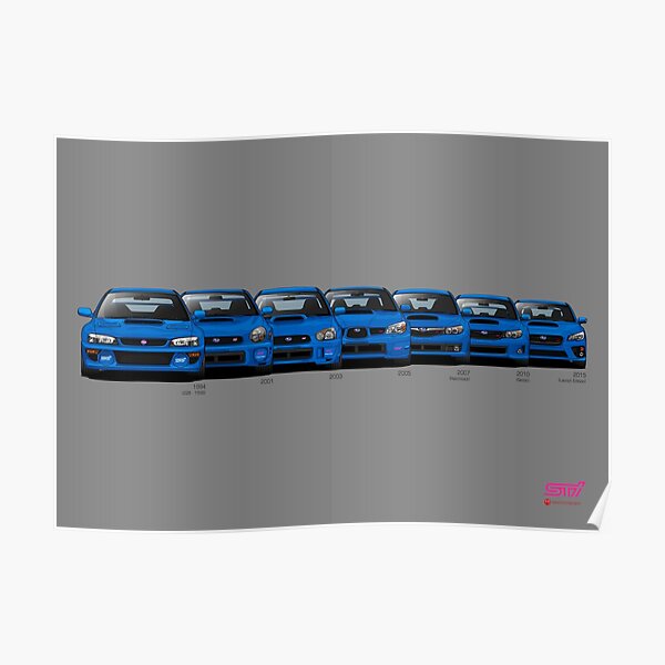 Subaru WRX STi generations - Poster V2 Poster
