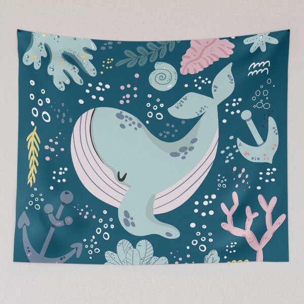 Artikelvorschau, Niedliches Blauwal-Unterwasser-Doodle entworfen und verkauft von KrisSidDesigns.