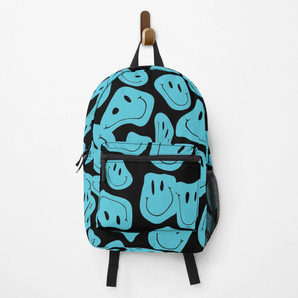 Blue Drippy Melting Smiley Backpack for Sale by Art by Amanda Redbubble