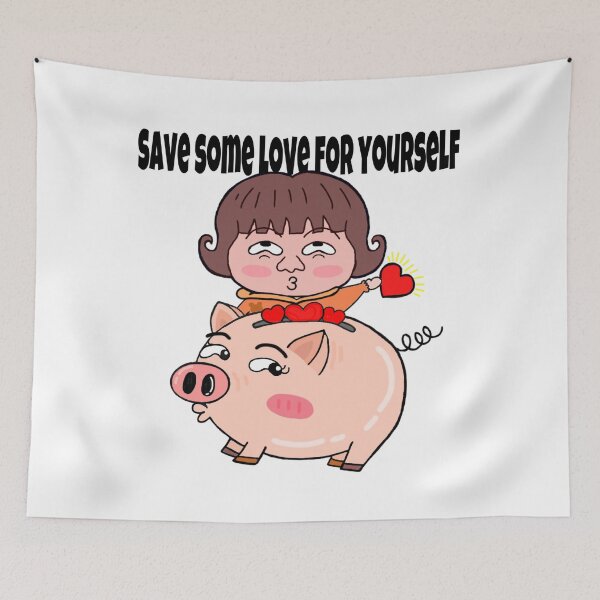 Item preview, "Save some love for yourself" Girl saving love in piggy bank. designed and sold by Ms-Wgaf.