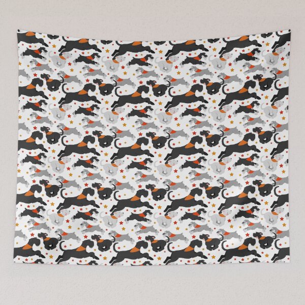 Item preview, Schnauzers (naranja / rojo) designed and sold by animalartbyjess.